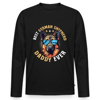 German Shepherd Dog Breed German Shepherd Daddy - Men's Premium Organic Long Sleeve Shirt - black - Front - Nico (187cm)