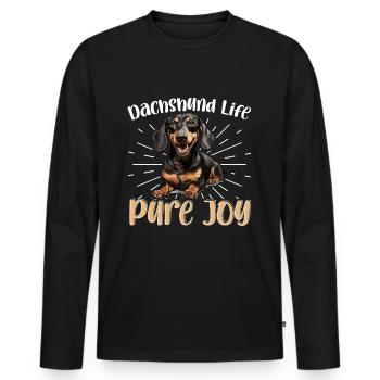 Teckel, blaireau, saucisse, saucisse, vie de chien, pure joie - T-shirt manches longues Premium bio Homme - noir - Devant - Nico (187cm)