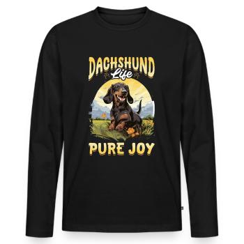 Teckel, blaireau, saucisse, saucisse, vie de chien, pure joie - T-shirt manches longues Premium bio Homme - noir - Devant - Nico (187cm)