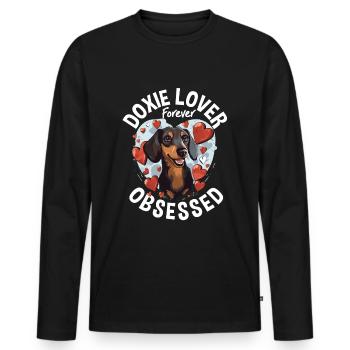 Dachshund wiener Doxie lover forever obsessed - Männer Premium Bio Langarmshirt - Schwarz - Vorne - Nico (187cm)