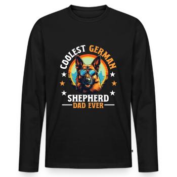 Dog Breed Coolest German Shepherd Dad Ever - Men's Premium Organic Long Sleeve Shirt - black - Front - Nico (187cm)