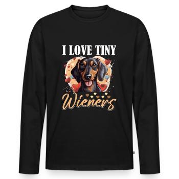 Dachshund sausage dog I Love tiny Wieners - Men's Premium Organic Long Sleeve Shirt - black - Front - Nico (187cm)