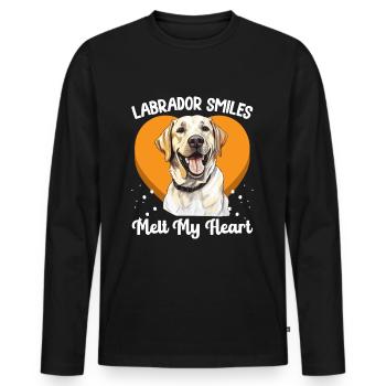 Labrador Retriever Dog Breed Labrador smiles - Men's Premium Organic Long Sleeve Shirt - black - Front - Nico (187cm)
