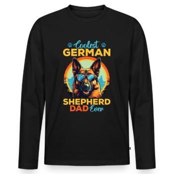 Dog Breed Coolest German Shepherd Dad Ever - Men's Premium Organic Long Sleeve Shirt - black - Front - Nico (187cm)
