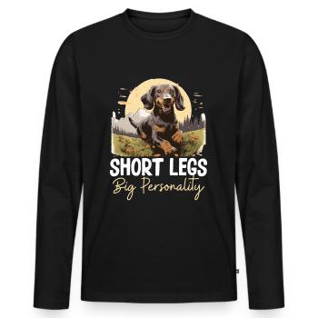 Saucisse saucisse teckel chien Jambes courtes - T-shirt manches longues Premium bio Homme - noir - Devant - Nico (187cm)