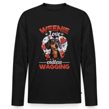 Dachshund wiener sausage dog Weenie love - Männer Premium Bio Langarmshirt - Schwarz - Vorne - Nico (187cm)