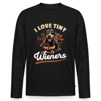 Dachshund wiener sausage dog I Love tiny Wieners - Men's Premium Organic Long Sleeve Shirt - black - Front - Nico (187cm)