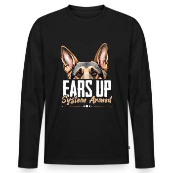 German Shepherd Dog Breed Pet Ears Up System Armed - Men's Premium Organic Long Sleeve Shirt - black - Front - Nico (187cm)