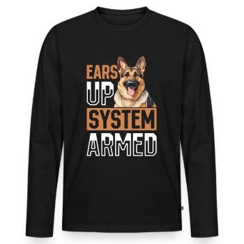 German Shepherd Dog Breed Pet Ears Up System Armed - Men's Premium Organic Long Sleeve Shirt - black - Front - Nico (187cm)