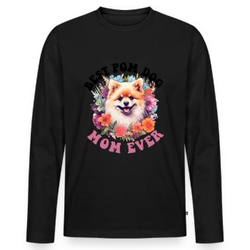 Pomeranian Pom Dog Pom-Pom - Best Pom Dog Mom ever - Männer Premium Bio Langarmshirt - Schwarz - Vorne - Nico (187cm)