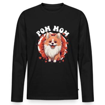 Poméranie Pom Chien Pom-Pom - Pom Mom - T-shirt manches longues Premium bio Homme - noir - Devant - Nico (187cm)