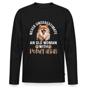 Pomeranian Pom Dog Pom-Pom Never Underestimate An - Männer Premium Bio Langarmshirt - Schwarz - Vorne - Nico (187cm)