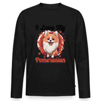 Pomeranian Pom Dog Pom-Pom - I Love my Pomeranian - Männer Premium Bio Langarmshirt - Schwarz - Vorne - Nico (187cm)