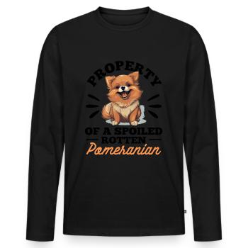 Pomeranian Pom Dog Pom-Pom - Property of a - Männer Premium Bio Langarmshirt - Schwarz - Vorne - Nico (187cm)