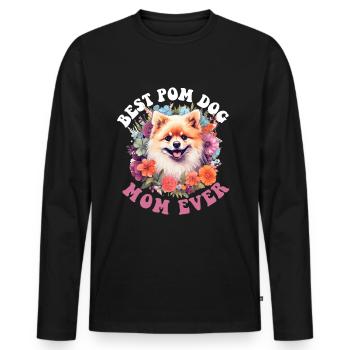 Pomeranian Pom Dog Pom-Pom - Best Pom Dog Mom ever - Männer Premium Bio Langarmshirt - Schwarz - Vorne - Nico (187cm)