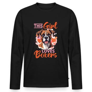 Boxer chien race animal de compagnie - cette fille aime les boxers - T-shirt manches longues Premium bio Homme - noir - Devant - Nico (187cm)