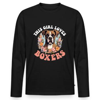 Boxer chien race animal de compagnie - cette fille aime les boxers - T-shirt manches longues Premium bio Homme - noir - Devant - Nico (187cm)