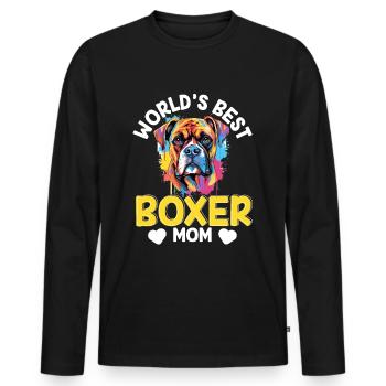 Boxer Dog Breed Pet - Meilleure maman Boxer du monde - T-shirt manches longues Premium bio Homme - noir - Devant - Nico (187cm)
