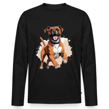 Boxer Dog Breed Pet - Cute Graphic - Men's Premium Organic Long Sleeve Shirt - black - Front - Nico (187cm)