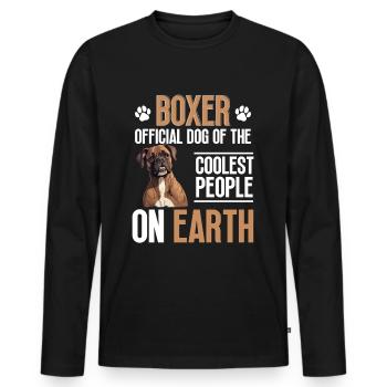 Boxer Race Chien Boxer Chien Officiel - T-shirt manches longues Premium bio Homme - noir - Devant - Nico (187cm)