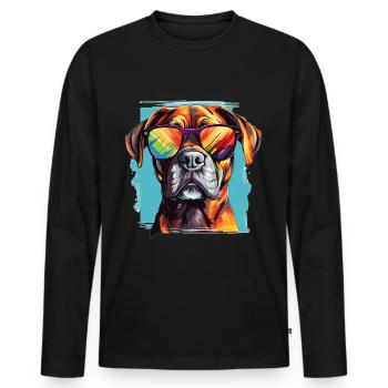 Boxer Dog Breed Pet Sunglasses Pop Art Colorful - Männer Premium Bio Langarmshirt - Schwarz - Vorne - Nico (187cm)
