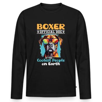 Boxer Race Chien Boxer Chien Officiel - T-shirt manches longues Premium bio Homme - noir - Devant - Nico (187cm)