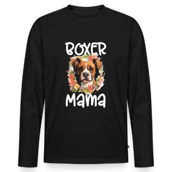 Boxer Chien Race Animal de Compagnie - Boxer Mom - T-shirt manches longues Premium bio Homme - noir - Devant - Nico (187cm)