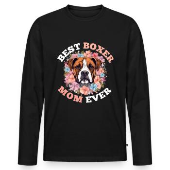 Boxer Dog Breed Pet - Meilleure maman Boxer de tous les temps - T-shirt manches longues Premium bio Homme - noir - Devant - Nico (187cm)