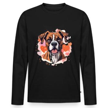 Boxer Dog Breed Pet - Cute Graphic with hearts - Men's Premium Organic Long Sleeve Shirt - black - Front - Nico (187cm)