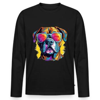Boxer Dog Breed Pet Sunglasses Pop Art Colorful - Männer Premium Bio Langarmshirt - Schwarz - Vorne - Nico (187cm)