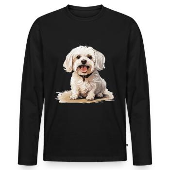 Maltese Dog Breed Pet Cute Graphic - Männer Premium Bio Langarmshirt - Schwarz - Vorne - Nico (187cm)