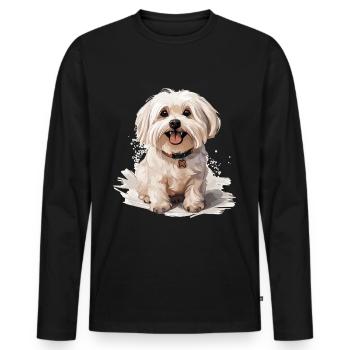 Maltese Dog Breed Pet Cute Graphic - Männer Premium Bio Langarmshirt - Schwarz - Vorne - Nico (187cm)