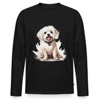 Maltese Dog Breed Pet Cute Graphic - Männer Premium Bio Langarmshirt - Schwarz - Vorne - Nico (187cm)
