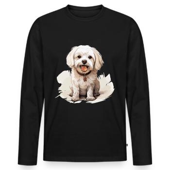 Maltese Dog Breed Pet Cute Graphic - Männer Premium Bio Langarmshirt - Schwarz - Vorne - Nico (187cm)