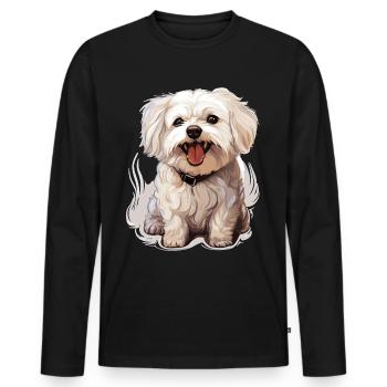 Maltese Dog Breed Pet Cute Graphic - Männer Premium Bio Langarmshirt - Schwarz - Vorne - Nico (187cm)