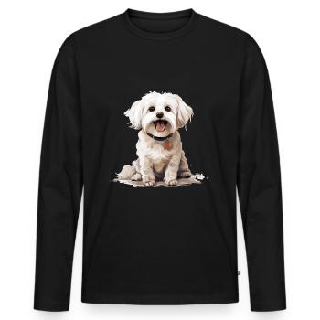 Maltese Dog Breed Pet Cute Graphic - Männer Premium Bio Langarmshirt - Schwarz - Vorne - Nico (187cm)