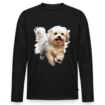 Maltese Dog Breed Pet Cute Graphic - Männer Premium Bio Langarmshirt - Schwarz - Vorne - Nico (187cm)