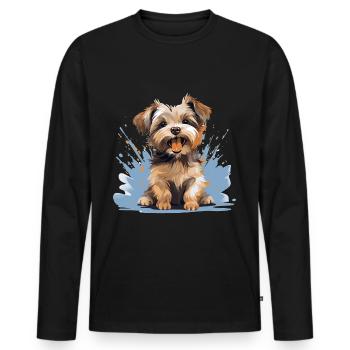 Morkie Chien Race Animaux Mignon Graphique - T-shirt manches longues Premium bio Homme - noir - Devant - Nico (187cm)