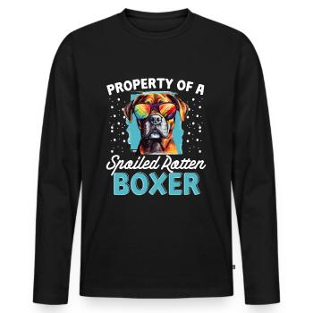 Boxer Dog Breed Pet - Property of a spoiled - Männer Premium Bio Langarmshirt - Schwarz - Vorne - Nico (187cm)