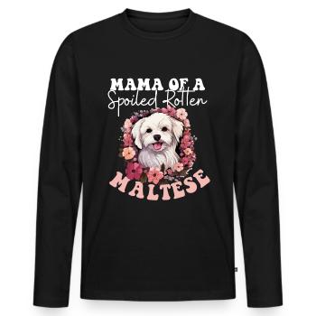 Maltese Dog Breed Pet Cute Graphic with Sunglasses - Men's Premium Organic Long Sleeve Shirt - black - Front - Nico (187cm)