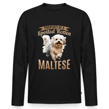 Maltese Dog Breed Pet Property of a spoiled - Männer Premium Bio Langarmshirt - Schwarz - Vorne - Nico (187cm)