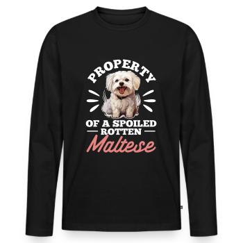 Maltese Dog Breed Pet Property of a spoiled - Männer Premium Bio Langarmshirt - Schwarz - Vorne - Nico (187cm)