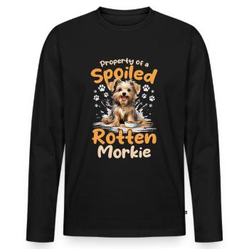 Morkie Dog Breed Pet Property of a spoiled rotten - Men's Premium Organic Long Sleeve Shirt - black - Front - Nico (187cm)