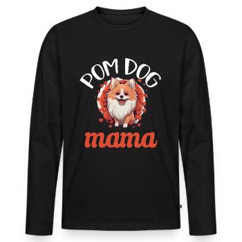 Poméranie Pom Dog Pom-Pom - Pom Dog Mama - T-shirt manches longues Premium bio Homme - noir - Devant - Nico (187cm)
