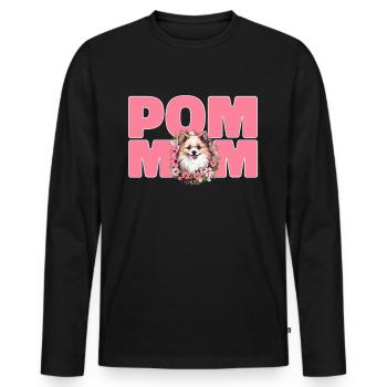 Poméranie Pom Chien Pom-Pom - Pom Mom - T-shirt manches longues Premium bio Homme - noir - Devant - Nico (187cm)