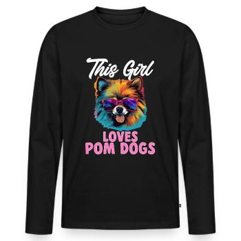 Pomeranian Pom Dog Pom-Pom This Girl loves Pom Dog - Männer Premium Bio Langarmshirt - Schwarz - Vorne - Nico (187cm)