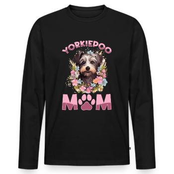 Yorkiepoo Chien Race Animal de compagnie Yorkiepoo Maman - T-shirt manches longues Premium bio Homme - noir - Devant - Nico (187cm)