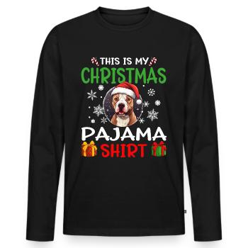 Pitbull Terrier Pittie Dog Christmas Pajama - Männer Premium Bio Langarmshirt - Schwarz - Vorne - Nico (187cm)
