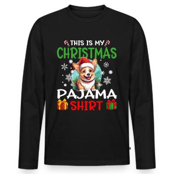 Welsh Corgi Pembroke Dog Christmas Pajama - Männer Premium Bio Langarmshirt - Schwarz - Vorne - Nico (187cm)