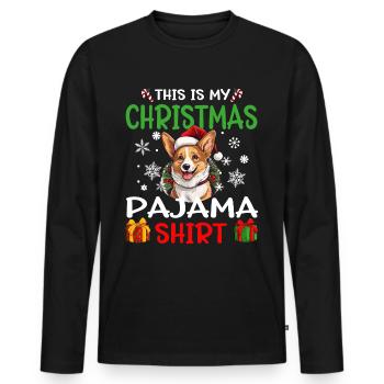 Welsh Corgi Pembroke Dog Christmas Pajama - Männer Premium Bio Langarmshirt - Schwarz - Vorne - Nico (187cm)